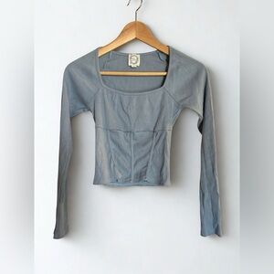 Blue Rain Light Blue Long Sleeve Crop Top